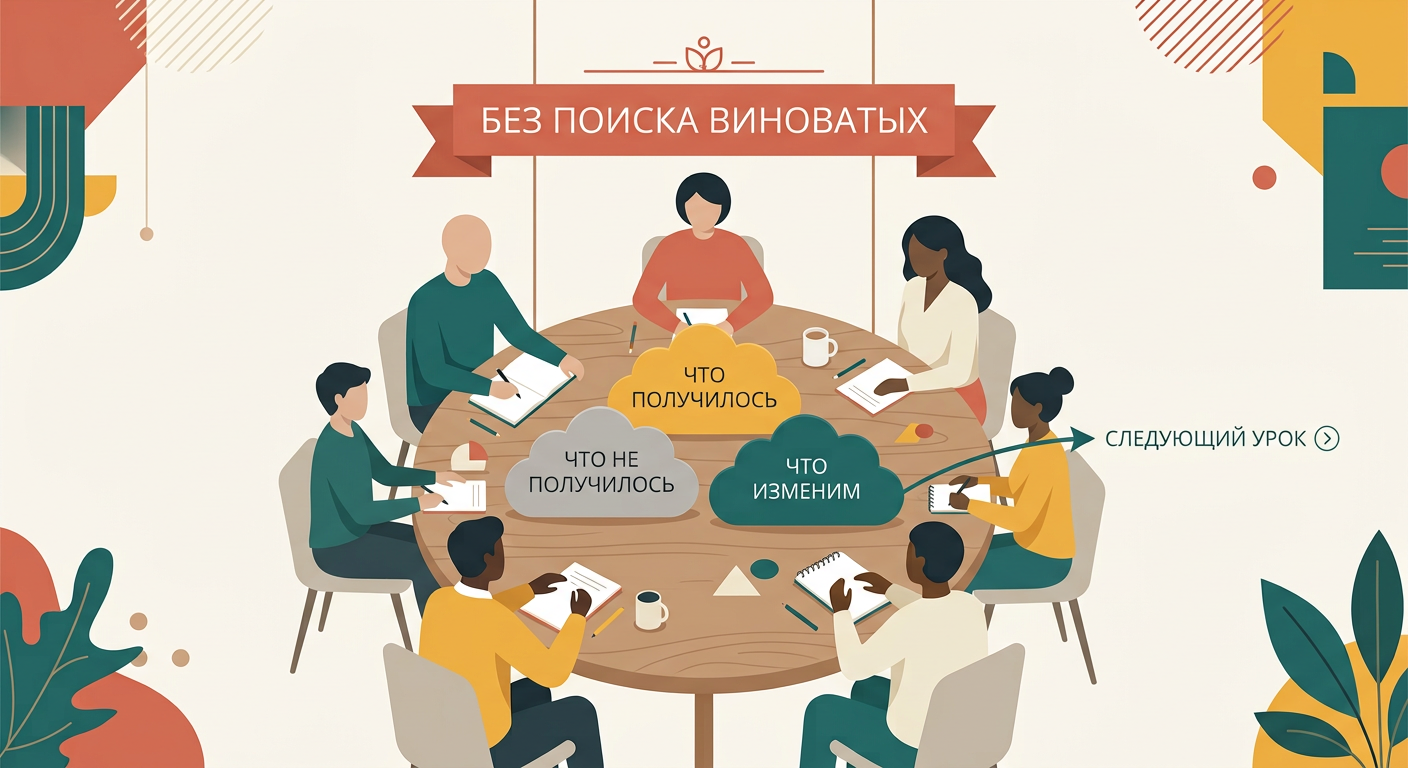 Ретроспектива: круглый стол, три карточки, без виноватых
